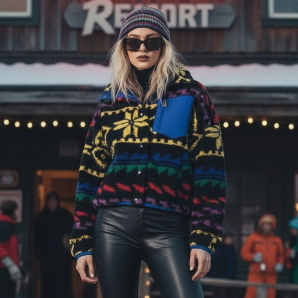 NWOT Polo Ralph Lauren L Tribal Gorpcore Indie Sleeze Ski Teddy Fleece Jacket - Picture 4 of 16